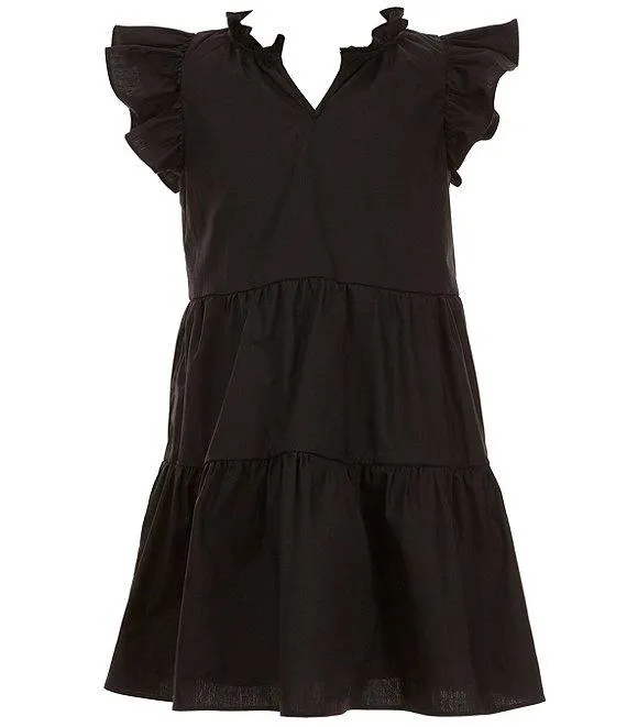 Big Girls Ruffle Cap Sleeve A-Line Tiered Dress