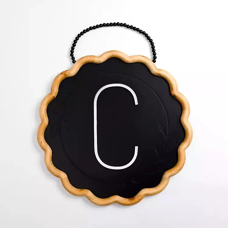 Black Scalloped Monogram C Wall Plaque