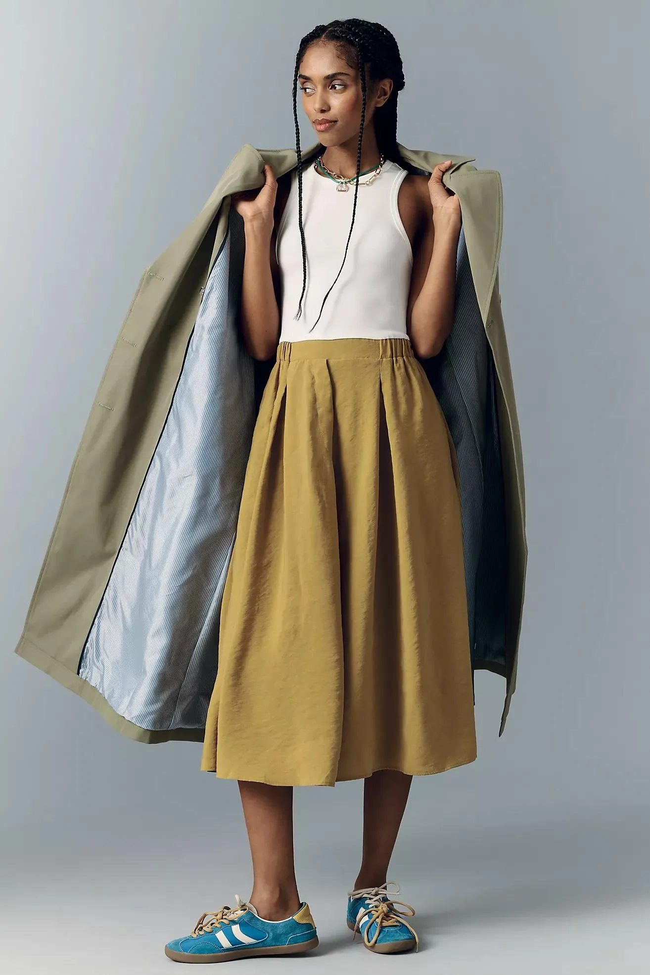 Maeve Sleeveless Racerback Twofer Midi Dress