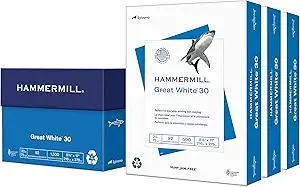 Hammermill Printer Paper, Great White 30% Recycled Paper, 8.5 x 11 - 92 Bright, Made in the USA, 086820C - 3 Ream (1,500 Sheets)