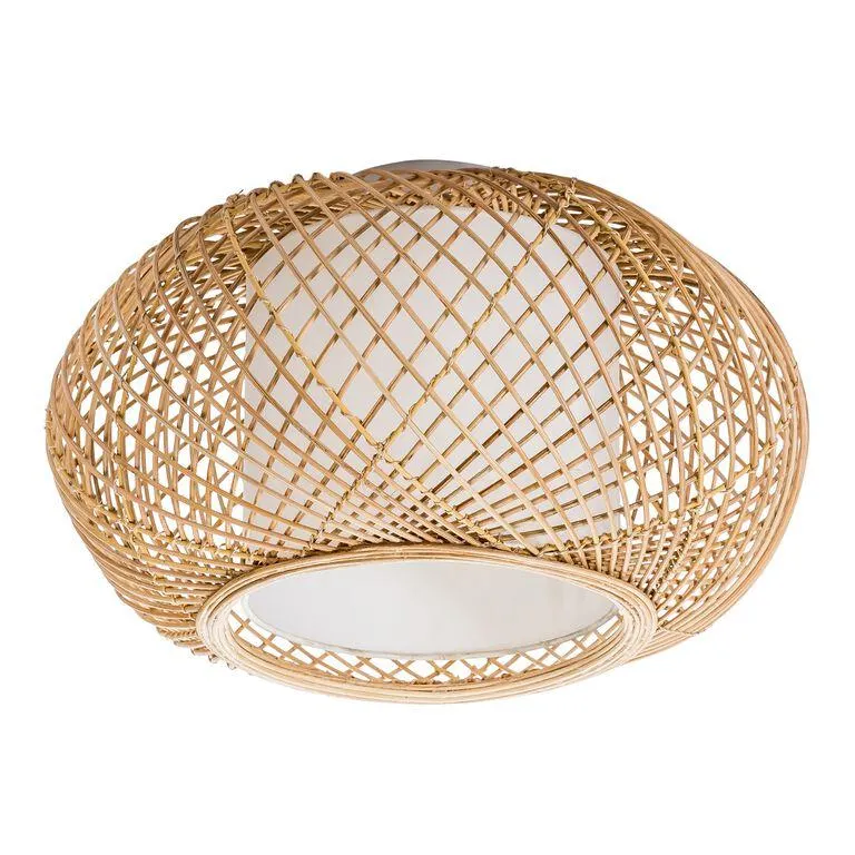 Reyna Natural Wicker And Jute Flush Mount Ceiling Light