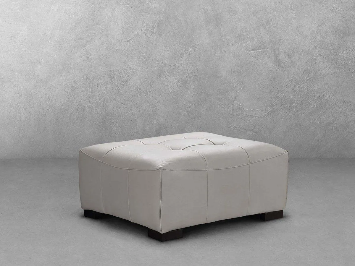 Teagan Leather Ottoman - Gray