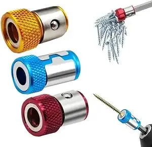 Upgrade Screwdriver Head Magnetic Ring, Universal Magnetizer Screw Removable for Hex Screwdriver and Power Bits, Magnetic Screw Ring Bit Magnetizer Ring Metal Magnetizer Screw (3, Mix)