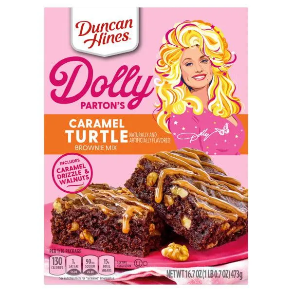 Duncan Hines Dolly Parton's Caramel Turtle Flavored Brownie Mix, 16.7 oz