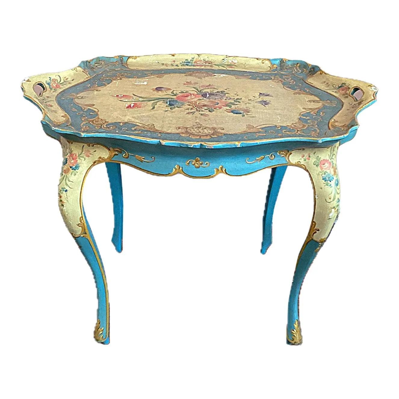 Early 20th Century Antique Venetian Hand Painted Tray Table
