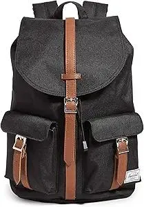 Herschel Dawson Backpack, Black/Tan Synthetic Leather, Classic 20.5L