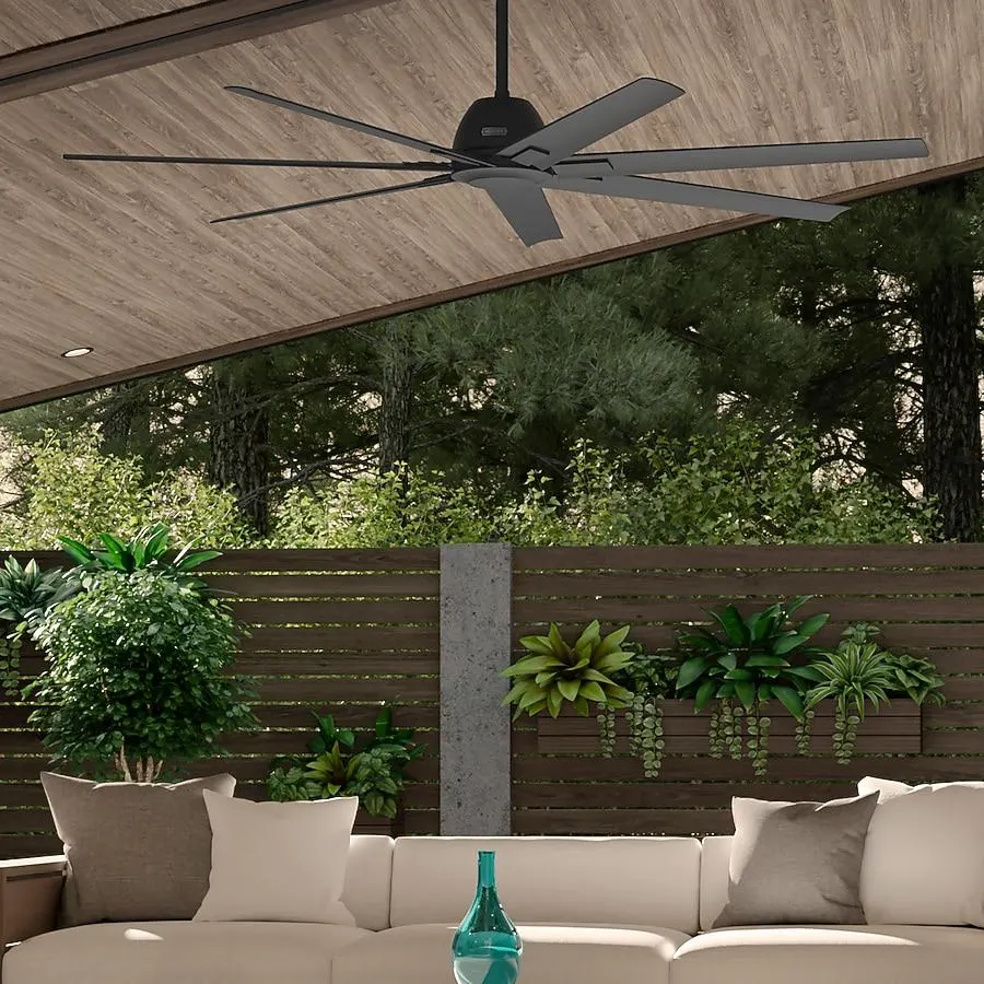 Hunter Downtown 72-in Outdoor Matte Black with Matte Black Blades Ceiling Fan Without Light 7 -Blade )