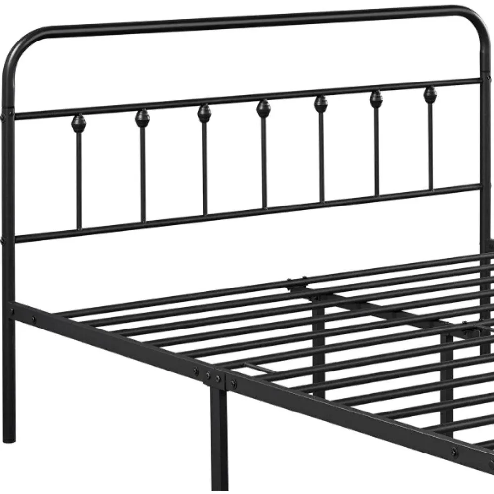 Classic Iron Platform Bed with High Headboard and Footboard
