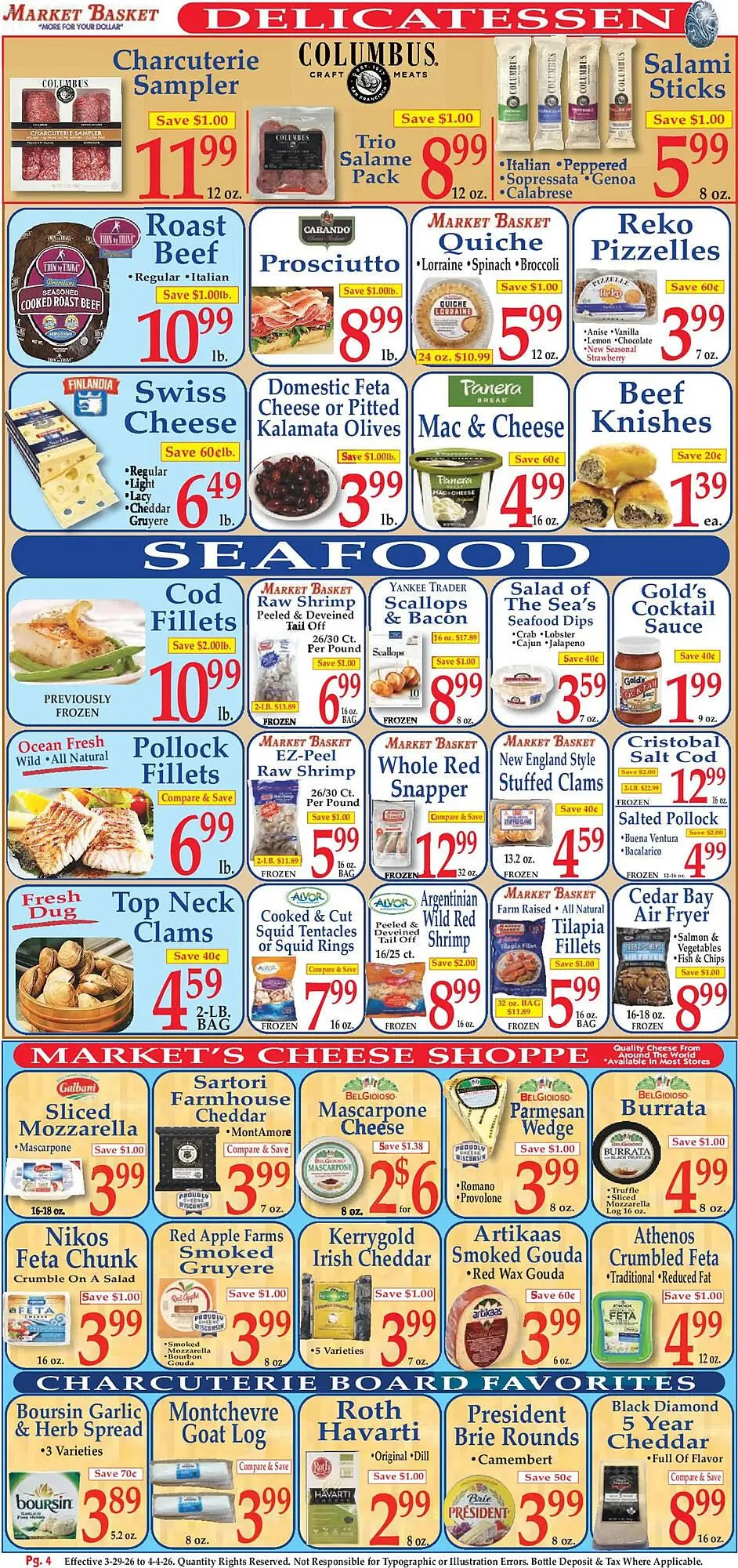 Weekly promotion Market Basket weekly ad spanning from March 29 to April 4 2026 - Page 4 for Catalogue 365