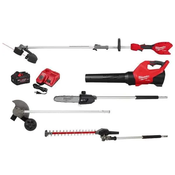 M18 FUEL 18V 16 in. Brushless Cordless QUIK-LOK String Trimmer/Blower Combo Kit w/ Pole Saw, Hedge, Edger Attachments