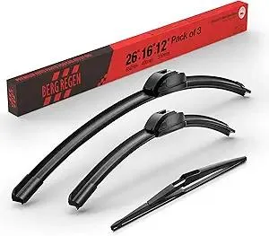 BERG REGEN 26"+16" Windshield Wiper Blades with 12" Rear Automotive Replacement Set for Nissan Kicks 2018 2019 2020 2021 2022 2023 – Genuine OEM Quality (Set of 3)