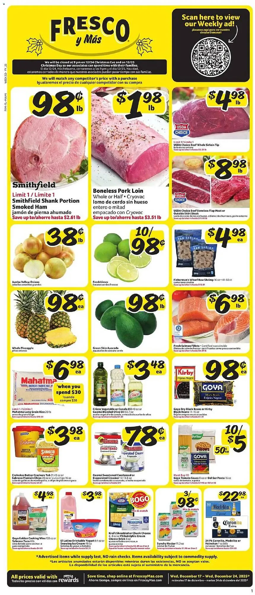 Weekly ad Fresco y Más weekly ad from December 17 to December 25 2025 - Page 1