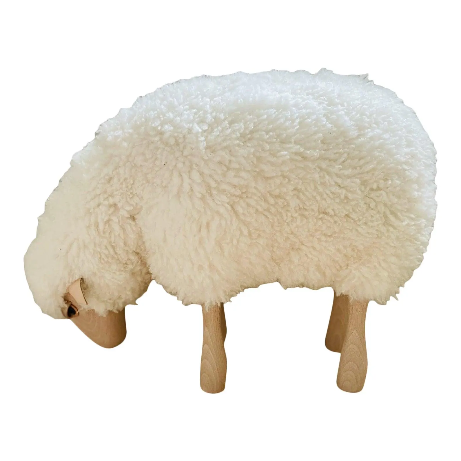 Lalanne Style Carved Wood Sheep Stool