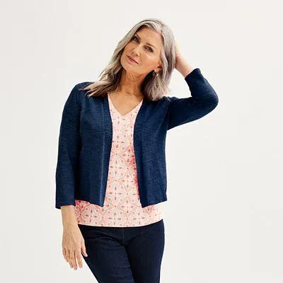 Petite Croft & Barrow® Open-Front Cardigan