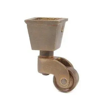 Restorers Solid Brass Square Cup Caster - 3/4 Inch Wheel