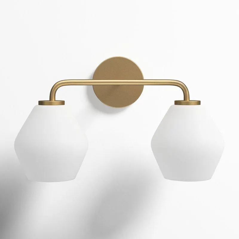 Satin Brass Rooks 2 Light Transparent Dimmable Vanity Light