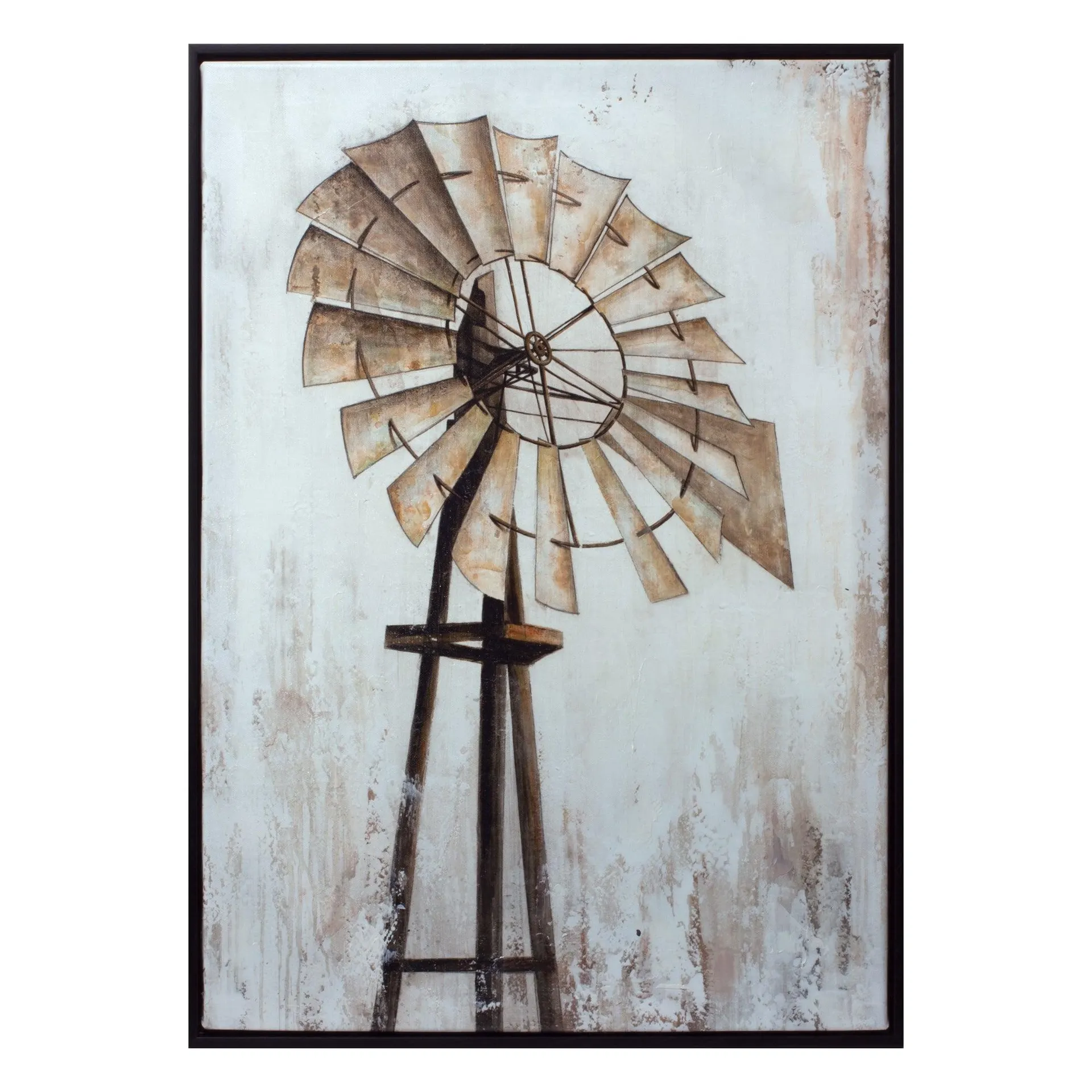 Framed 28" Windmill Canvas Art