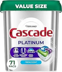 Cascade Platinum Dishwasher Pods, Dishwasher Detergent, Dish Detergent Soap, Fresh, 71 count