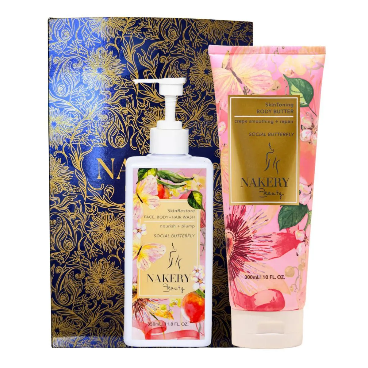 Nakery Beauty Social Butterfly Body Butter and Face, Body & Hair Wash