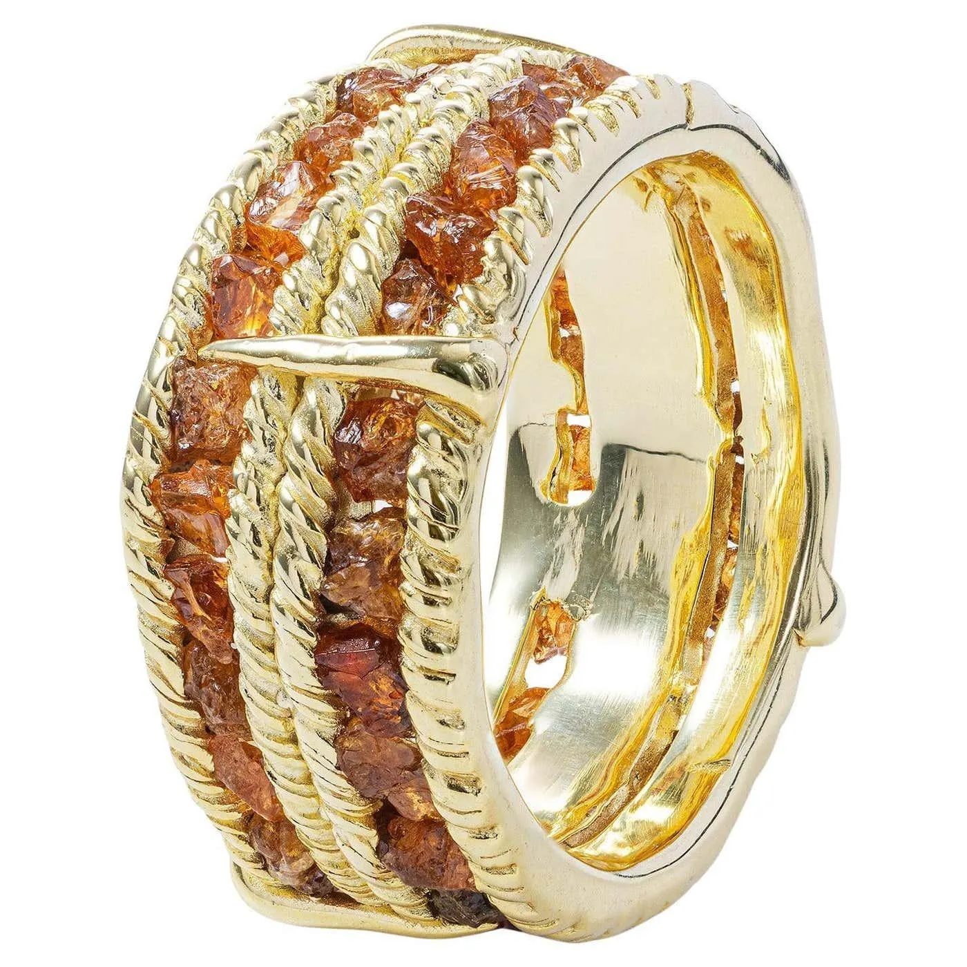 German Kabirski Tartine Raw Spessartine Garnet Gold Plated Silver Ring