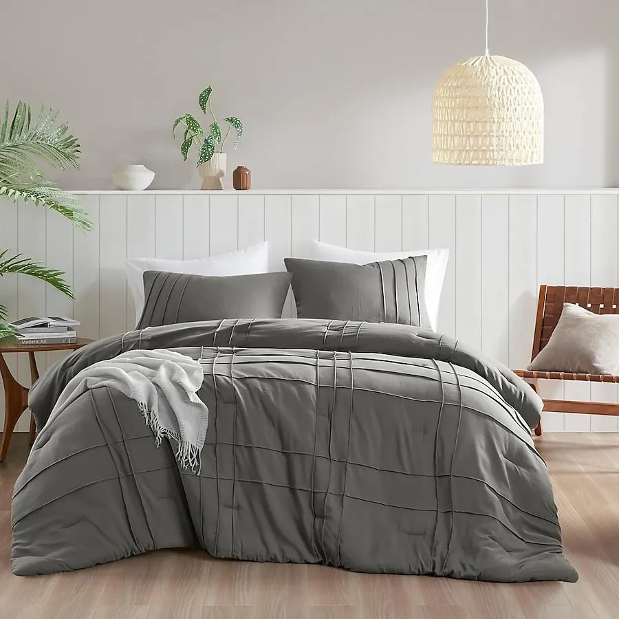 510 Design Grey Solid Queen Comforter Microfiber