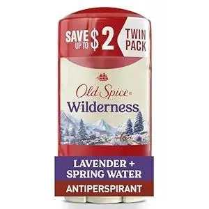 Old Spice Dry Feel Antiperspirant Deodorant for Men, 24/7 Fresh, 24/7 Sweat & Odor Protection, Gentle on Skin with Skin Conditioners, Wilderness with Lavender + Spring Water Scent, 2.6 oz (Pack of 2)