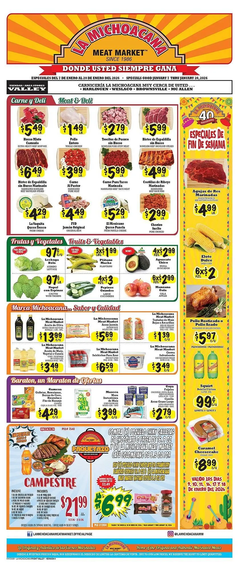 Weekly ad La Michoacana weekly ad from January 7 to January 20 2026 - Page 1