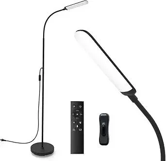 Floor Lamp, 18W Super Bright Floor Lamps for Living Room,Gooseneck Tall Standing Lamp with Remote and Switch Control for Stepless Dimmer & Temperatures, Eye Caring Reading Light for Bedroom Office