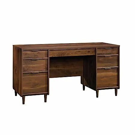 Sauder® Clifford Place 59"W Mid-Century Executive Computer Desk, Grand Walnut