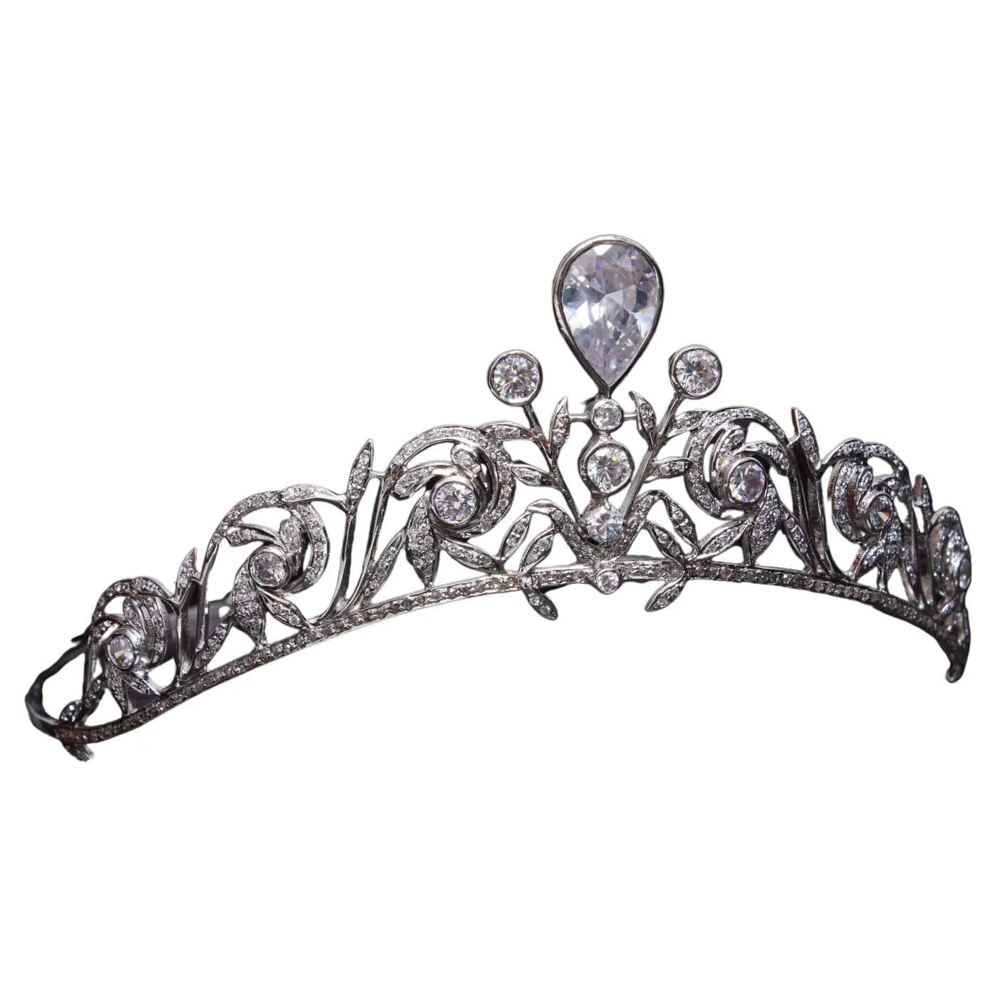 Certified Natural diamonds topaz sterling silver tiara head accessory band