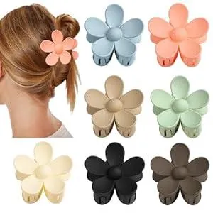 Flower Claw Clip 7 PCS Claw Clips, Hair Clips for Women Non Slip for Thick Hair Women Girls Gifts, 7 Colors