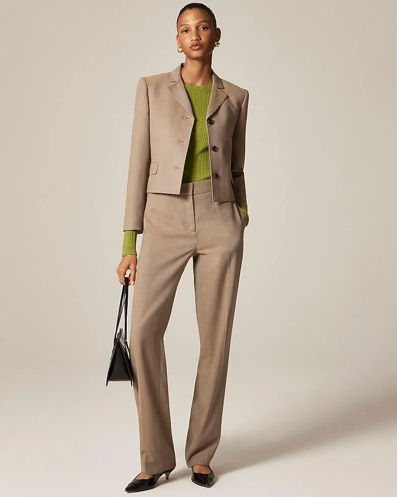 Side-tab trouser in herringbone Italian gauzy wool blend