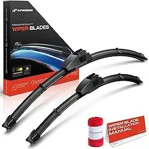A-Premium Windshield Wiper Blades Compatible with Honda Accord 2023-2024 - 24" and 17", Hook Connector, with Wear Indicator & Towel, Left and Right - Pack of 2