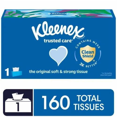 Kleenex Trusted Care Facial Tissues Flat Box 2 Ply