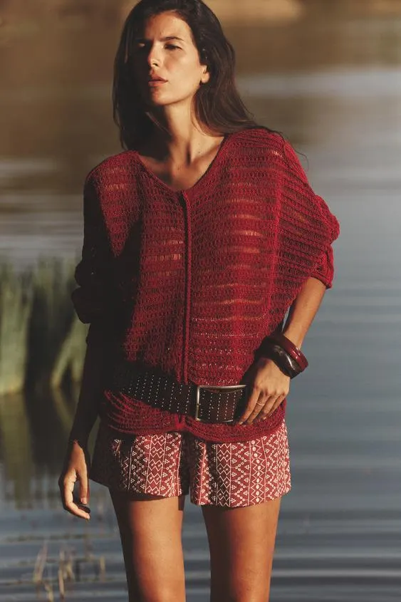 EMBROIDERED PERFORATED SHORTS