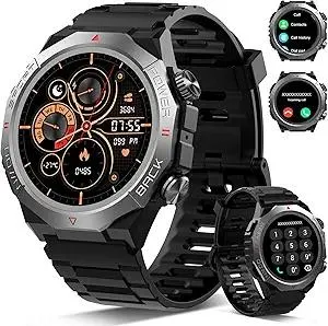 Military Smart Watches for Men(Answer/Make Calls), 1.39"HD Fitness Watch, 24/7 Heart Rate Sleep Monitor, Smart Watch for Men 110+ Sport Modes, 30Day, IP68 Waterproof Smartwatch for Android iOS, Black