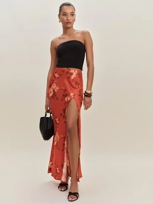 Layla Satin Skirt With Slit