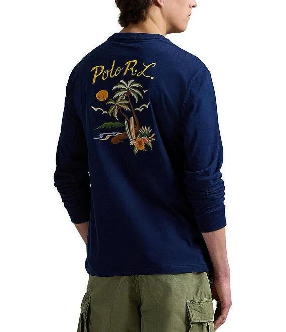 Classic Fit Embroidered Jersey Long Sleeve T-Shirt