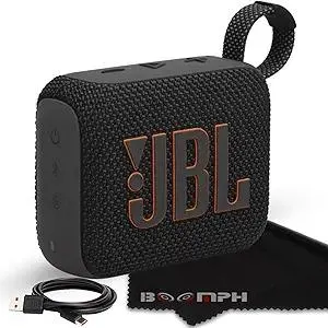 JBL Go 4 Portable Bluetooth Wireless Speaker, IP67 Waterproof and Dustproof Built-in Battery - Black - Boomph's Comprehensive Ultimate Performance Cloth Solution for Your On-The-Go Sound Experience