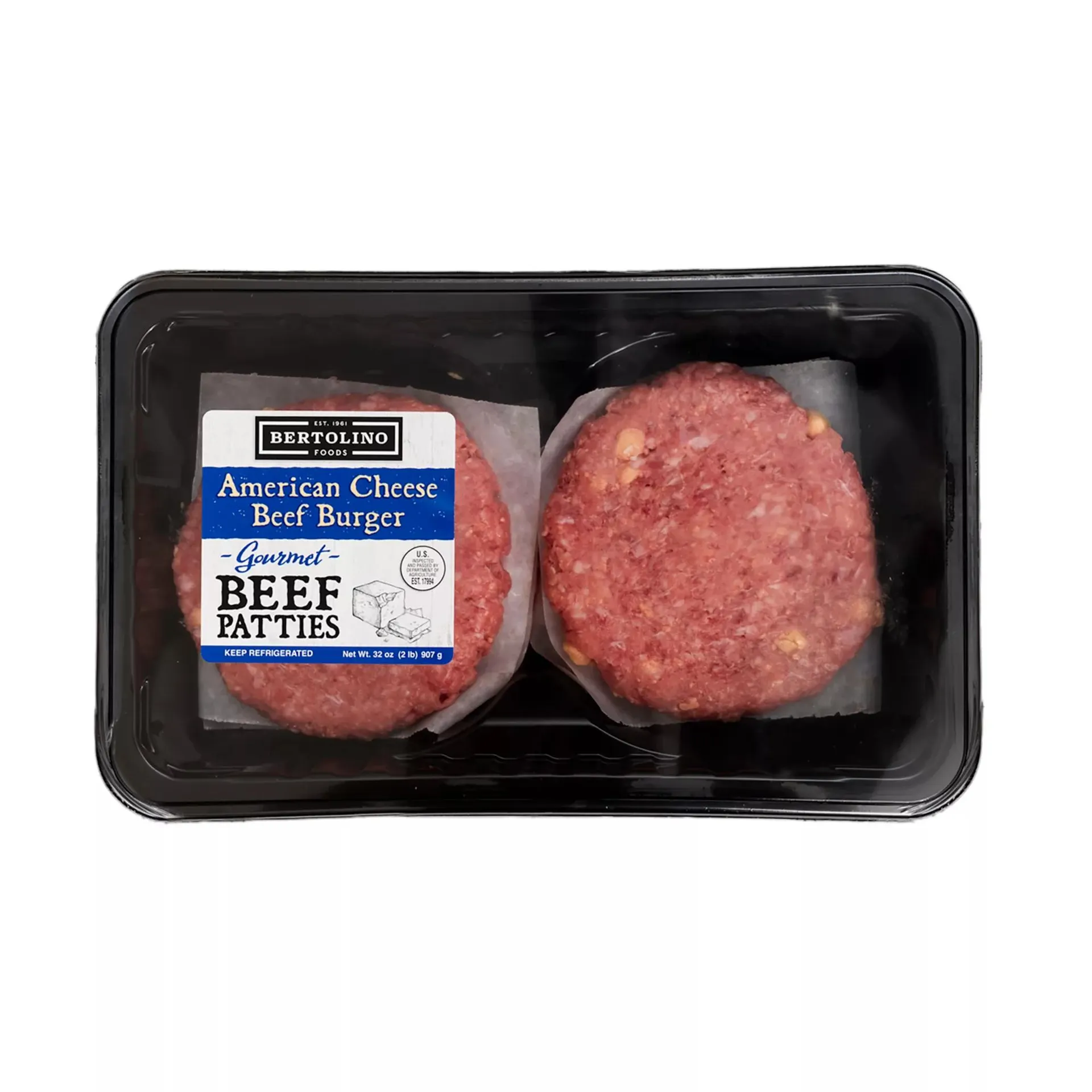 Bertolino Foods Cheeseburger, Beef & American Cheese Patty, 6 ct.