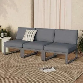 Kezia 84" Outdoor Armless Modular Sofa - Whale Gray