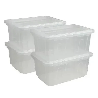 Member's Mark 60 Quart Clear Storage Tote, 17.2" D x 25.7" W x 12.0" H, 1 pack or 4 pack