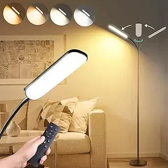 Floor Lamp, 18W 1800LM Super Bright LED Floor Lamp with Remote & Works with Smart Plug, Dimmable Timing Eye Caring Reading Lamps Floor Standing for Living Room Bedroom Office