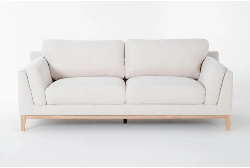 Newport White Fabric 84" Sofa | Track Arms