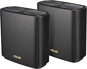 ASUS ZenWiFi AX Whole-Home Tri-band Mesh WiFi 6 System (XT8) - 2 pack, Coverage up to 5,500 sq.ft or 6+rooms, 6.6Gbps, WiFi, 3 SSIDs, life-time network security and parental controls, 2.5G port