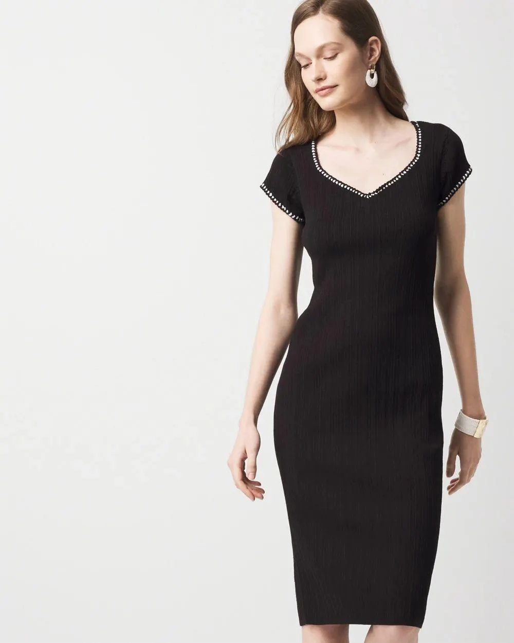 Braided Trim Sweater Dress