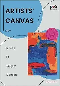 PPD Printable Fabric Sheets, Canvas Paper for Inkjet Printer, 8.5x11" Photo Fabric Printer Sheets, Print on 100% Real Cotton, Matte Finish, No Watermark, 340 gsm 125 lbs (10 Sheets)