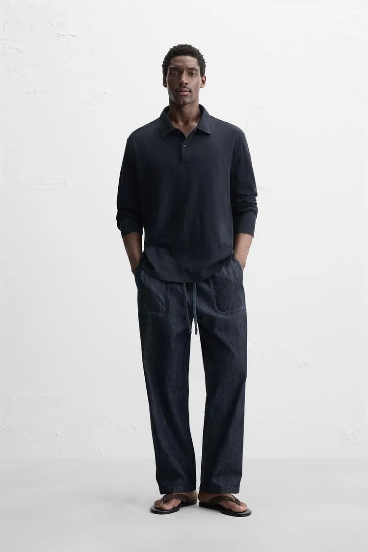 LINEN COTTON POLO SHIRT