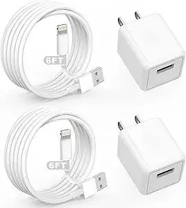 iPhone Charger,Cube iPhone Charger Travel 2Pack 6FT Lightning Cable Cord Quick Fast Charging Cord USB Wall Chargers Travel Plug Adapter for iPhone14/13/12/11/10/X/8 Plus/XR/XS Max/7/SE/iPad,Airpods