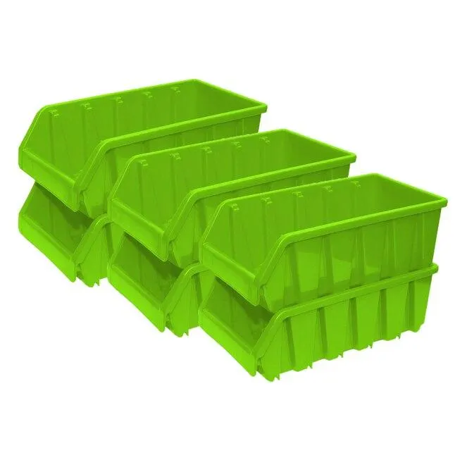 Basicwise 6 -Pack ( 4.5-in W x 3-in H x 3-in D ) Green/plastic Plastic Stackable Bin